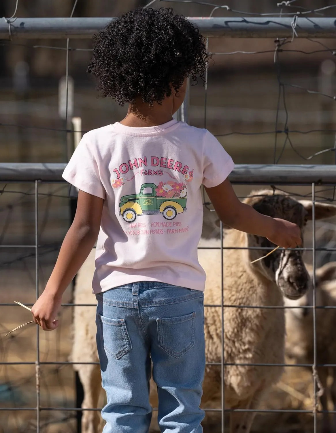 John Deere Farm Animals Girls T-Shirt Toddler to Little Kid Sizes (2T - 7-8)