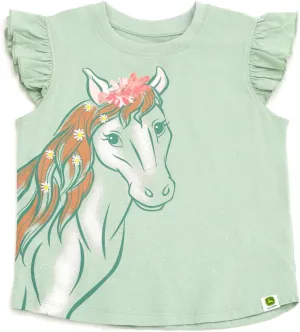 John Deere Farm Animals Girls T-Shirt Toddler to Little Kid Sizes (2T - 7-8)