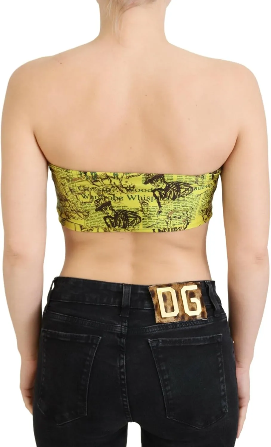 John Galliano Chic Cropped Stretch Top Bra in Multicolor Women's Print