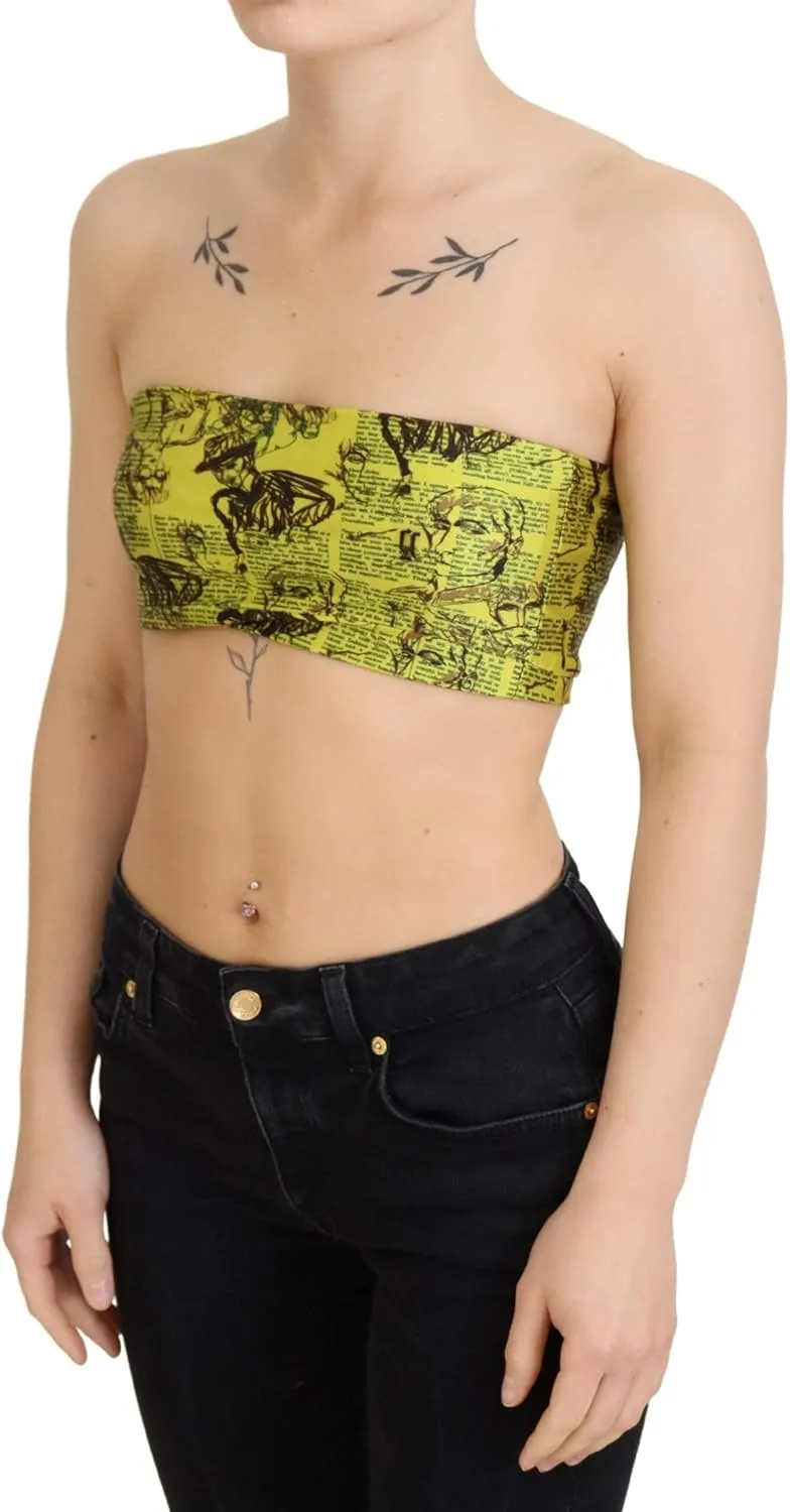 John Galliano Chic Cropped Stretch Top Bra in Multicolor Women's Print