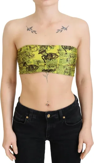 John Galliano Chic Cropped Stretch Top Bra in Multicolor Women's Print