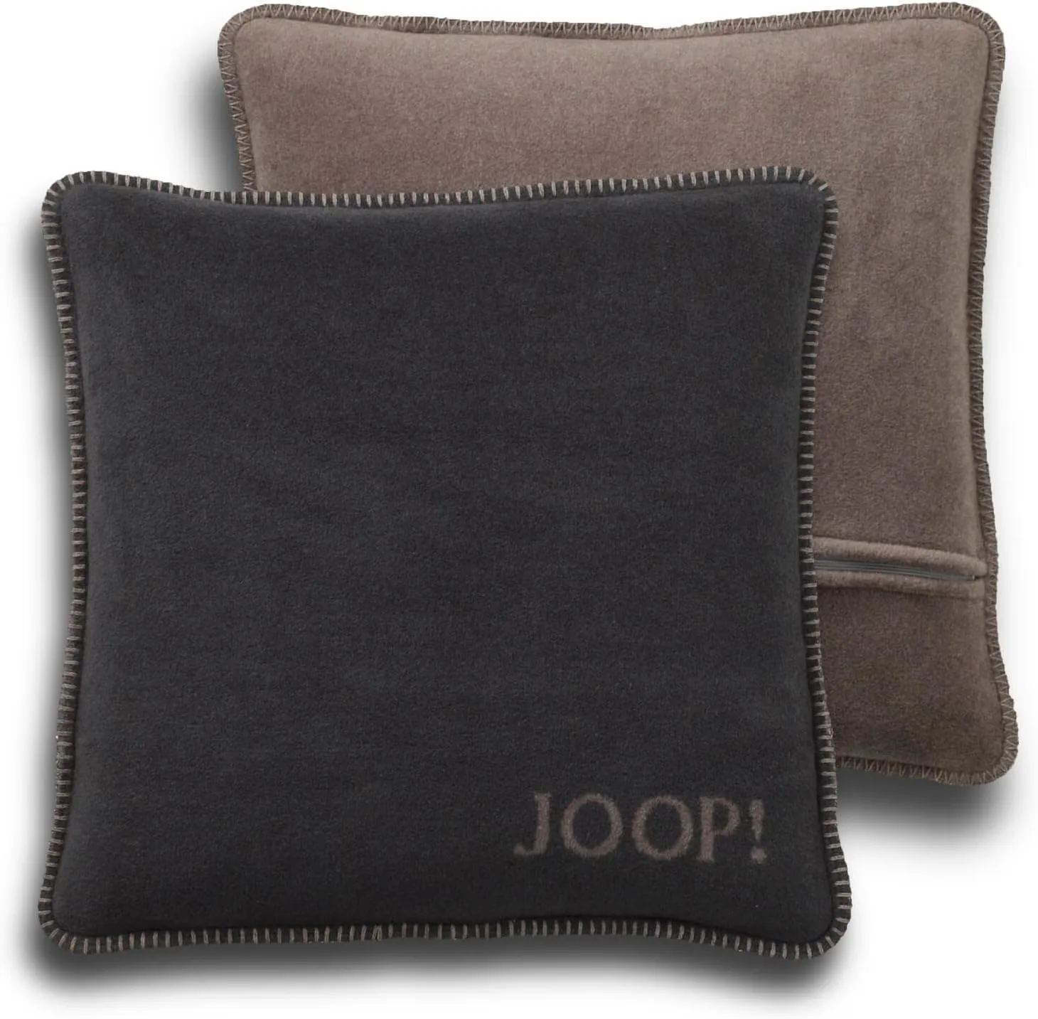 Joop! 651273 Cushion Cover Plain Double-Sided Taupe Anthracite Cotton/Polyacrylic Dimensions: 50 cm x 50 cm