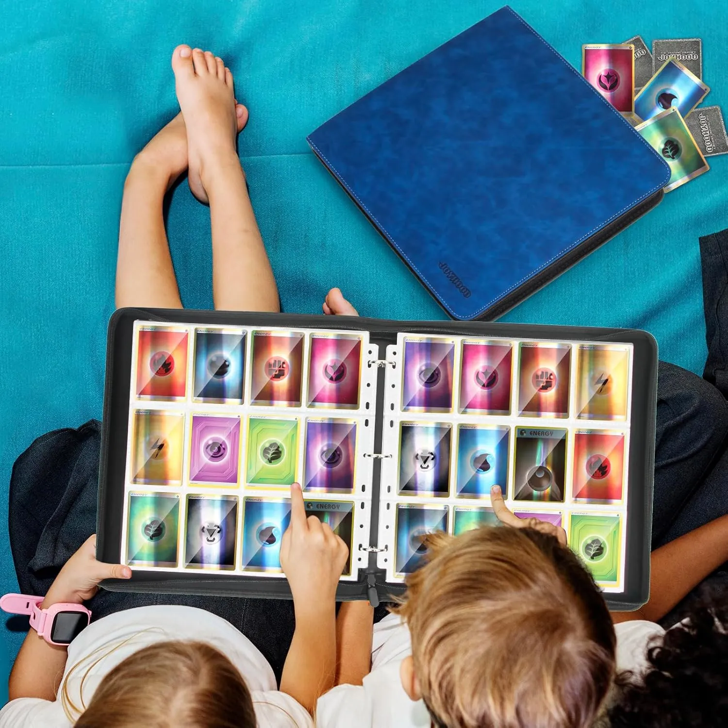 JoyHood Card Binder for Trading Card, Card Collection Binder with 12 Pocket - Hold Up to 960 Cards, Card Album Holder compatible with TCG/PM/MTG/OPCG/YGO Card (Sapphire Blue, 12 Pockets)