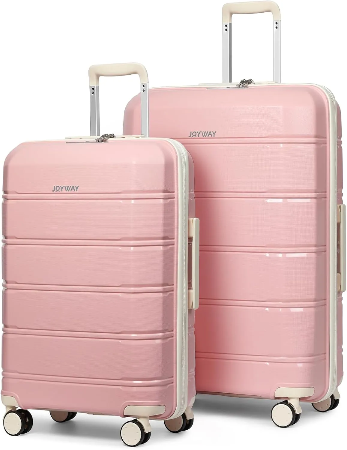 Joyway 24 and 28inch Luggage Lightweight Polypropylene Carrying Case with TSA Lock, Rigid Suitcase Sets with Swivel Wheels Pink