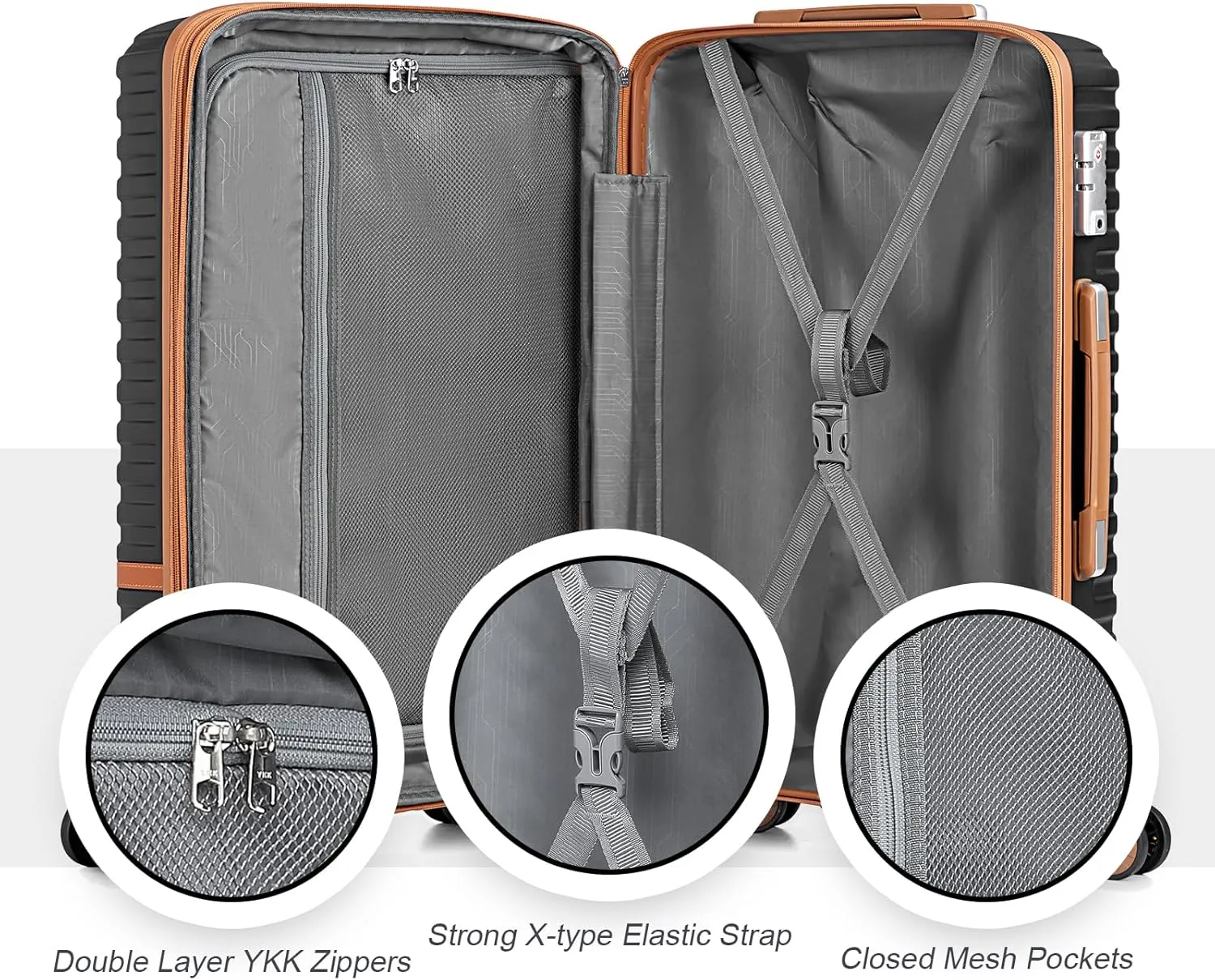 Joyway Carry on 20Inch &24 Inch Checked Luggage Set, 2-Piece Expandable Suitecase Set with Spinner Wheel, Hard Shell Suitcase with TSA Lock(Black)