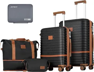 Joyway Carry on 20Inch &24 Inch Checked Luggage Set, 2-Piece Expandable Suitecase Set with Spinner Wheel, Hard Shell Suitcase with TSA Lock(Black)