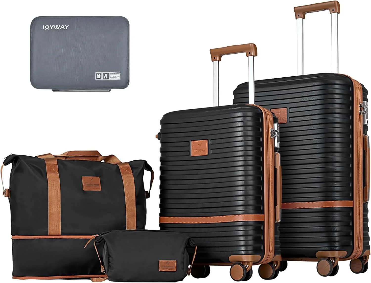 Joyway Carry on 20Inch &24 Inch Checked Luggage Set, 2-Piece Expandable Suitecase Set with Spinner Wheel, Hard Shell Suitcase with TSA Lock(Black)