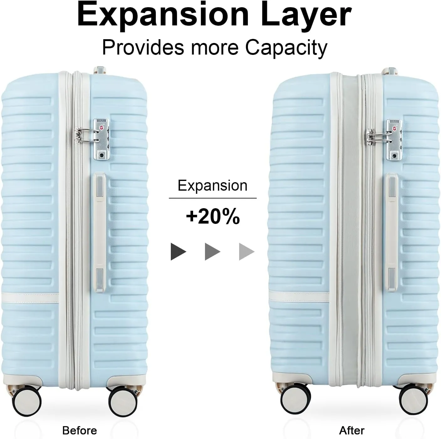 Joyway Carry On Luggage 20 Inch Expandable Suitcase with Spinner Wheel, 4 Piece Hard Shell Luggage Set with TSA Lock(Lightblue brown)