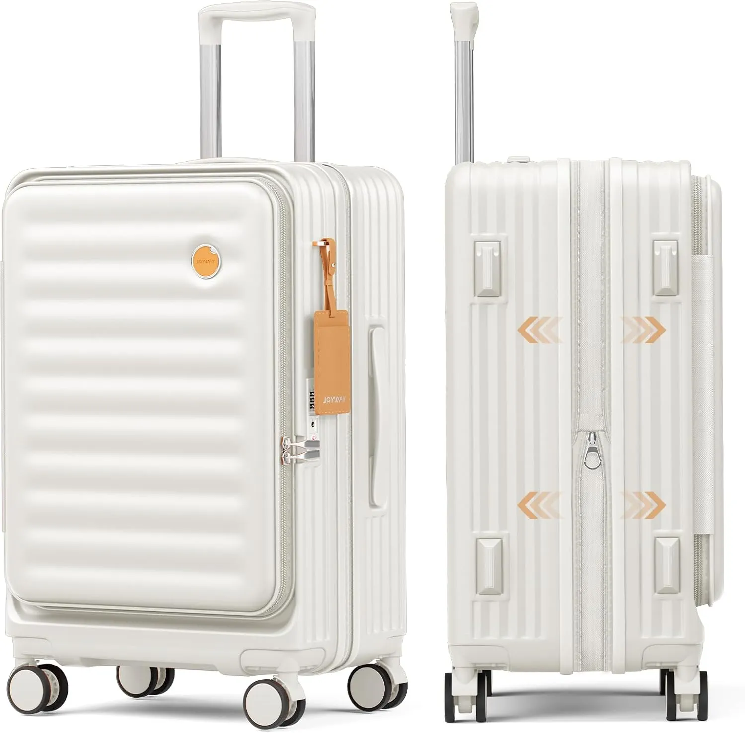 Joyway Expandable Checked Luggage 24 Inch, PC Hardshell Medium Check In Suitcase with Double Spinner Wheels, Lightweight Travel Luggage Sets with TSA Lock, White