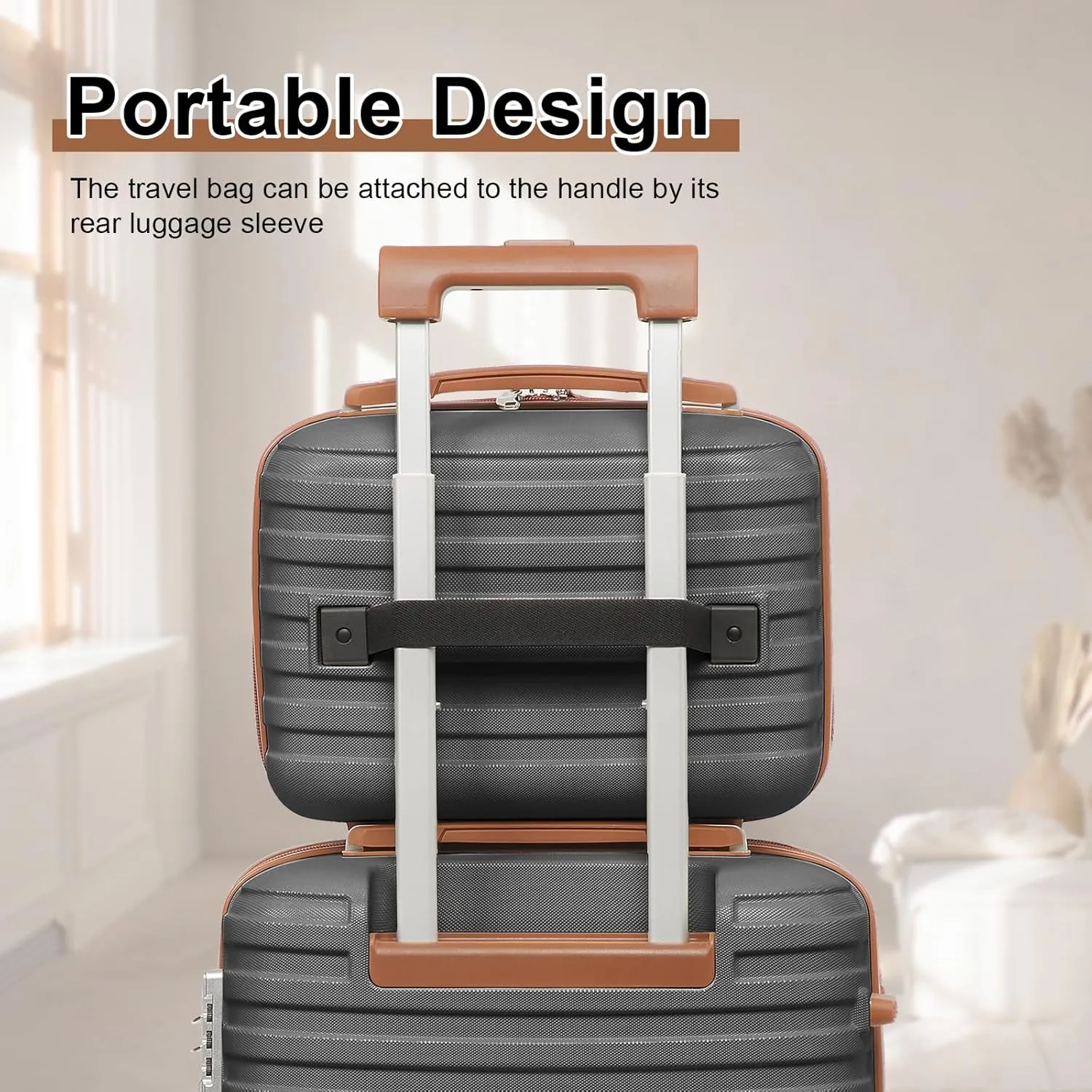 Joyway Luggage Set 3 Piece Suitcase Sets with Spinner Wheel,Hardside Expandable Travel Laggage with TSA Lock (13/20/24/28 Grey brown