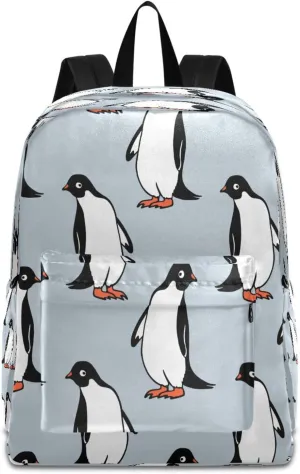 JSTEL Penguin School Backpack for Kid 5-19 yrs,Penguin Backpack Childen School Bag Polyester Bookbag