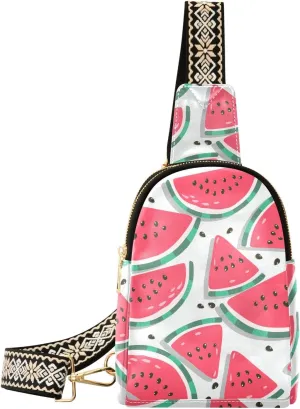 Juicy Watermelons Sling Bag for Women, Leather Crossbody Bag Purses for Women Anti Theft Sling Bag Fanny Packs