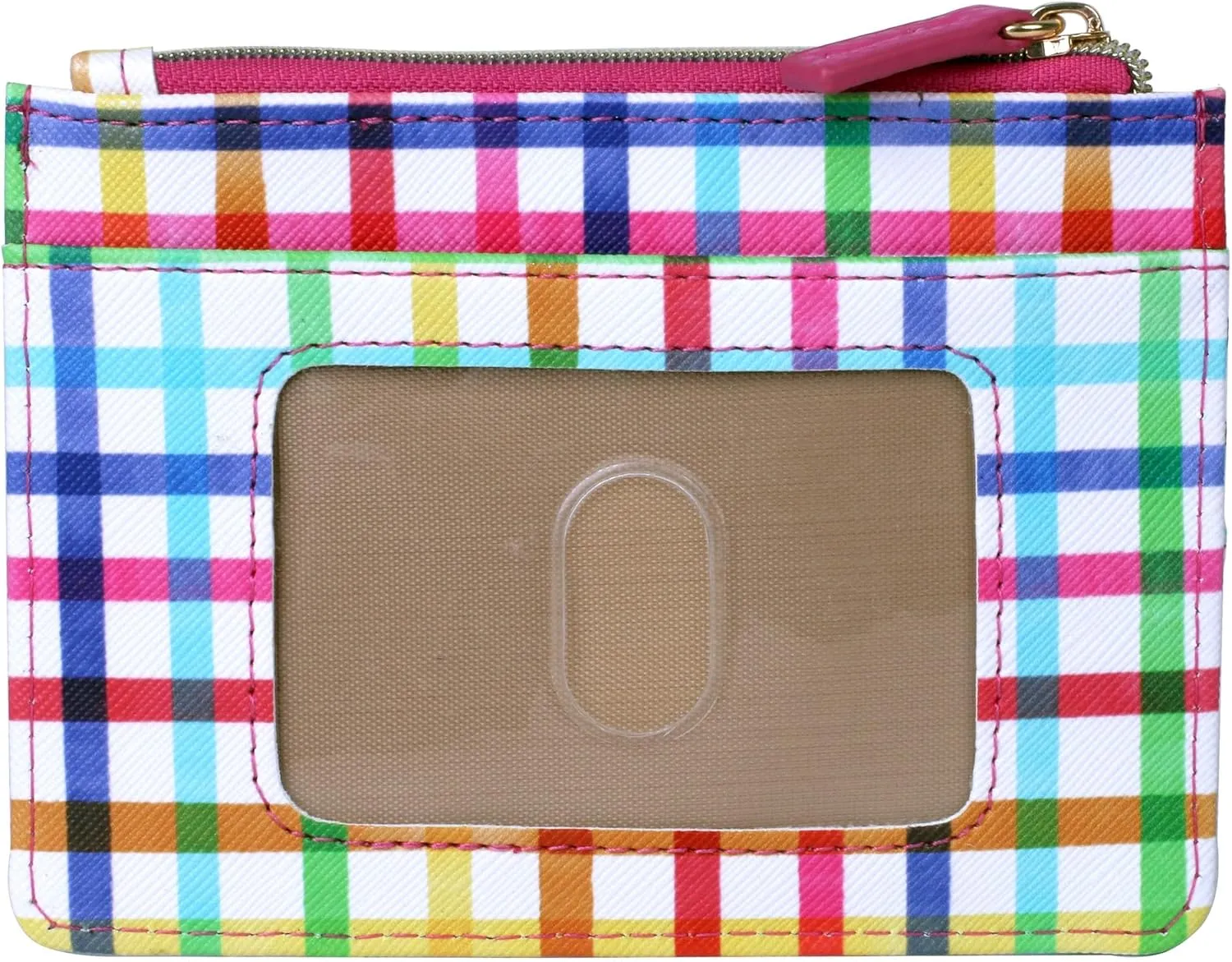 Julia Buxton Multi Colored Plaid Vegan Leather Slot Coin Case