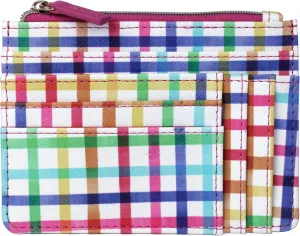 Julia Buxton Multi Colored Plaid Vegan Leather Slot Coin Case