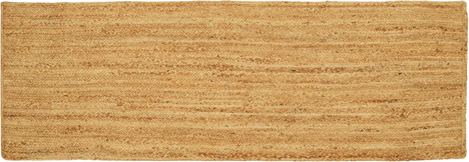 Jute Runner - Natural Fiber Hand Woven Boho Farmhouse Style 2x10 Foot Area Rug for Kitchen, Bedroom or Living Room - Braided Design Floor Decor