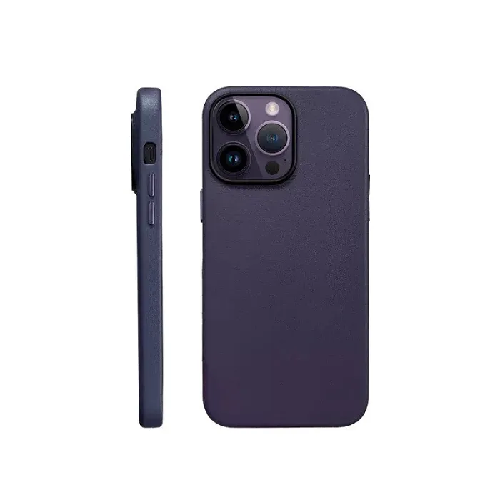 K-doo iPhone 15 Plus Leather Case Back Cover- Purple