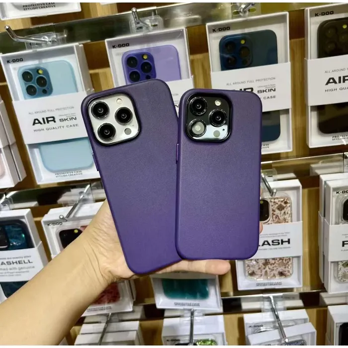 K-doo iPhone 15 Plus Leather Case Back Cover- Purple