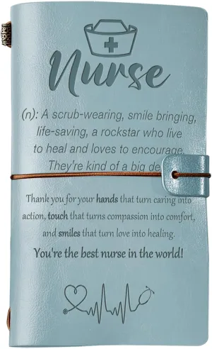 KAAYEE Nurse Gifts for Women 140 Page Refillable Leather Journal, Nurse's Day Appreciation Gifts, Nurses Week Gifts, Birthday Christmas Graduation RN Gifts for Nurses Women (Blue)