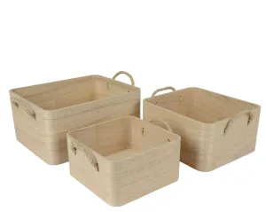 Kaemingk 25cm Paulownia Wood Storage Baskets