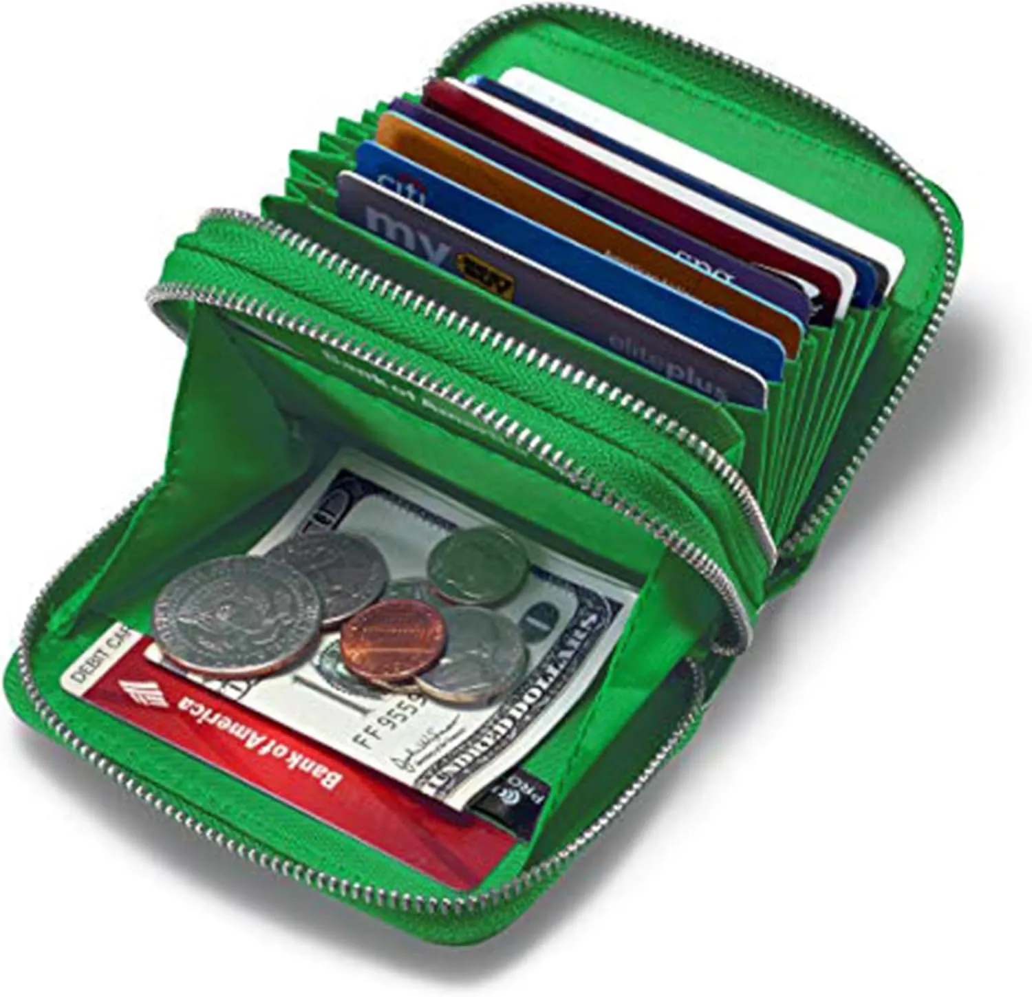 KALMORE Women's Leather RFID Secured Spacious Cute Zipper Card Wallet Small Purse