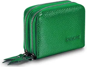 KALMORE Women's Leather RFID Secured Spacious Cute Zipper Card Wallet Small Purse