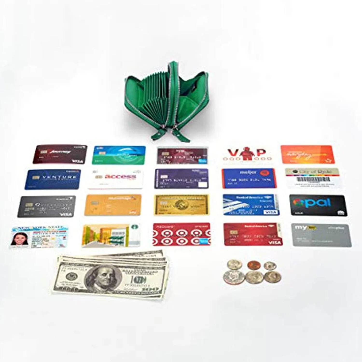 KALMORE Women's Leather RFID Secured Spacious Cute Zipper Card Wallet Small Purse
