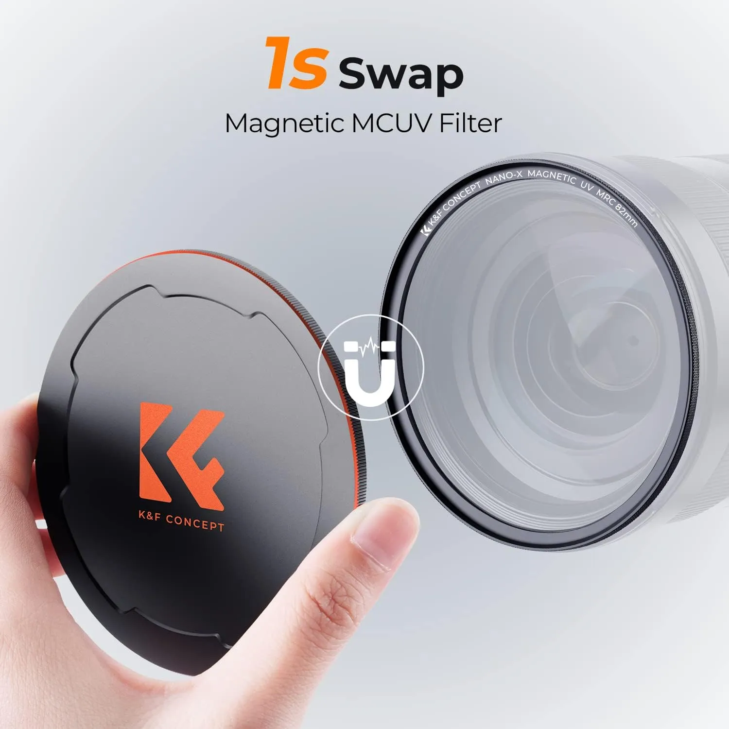 K&F Concept 82mm Magnetic MC UV Lens Protection Filter   Lens Filter Cap with 28 Multi-Layer Coatings Waterproof/Scratch Resistant Ultra-Slim UV Filter for Camera Lens (Nano-X Series)