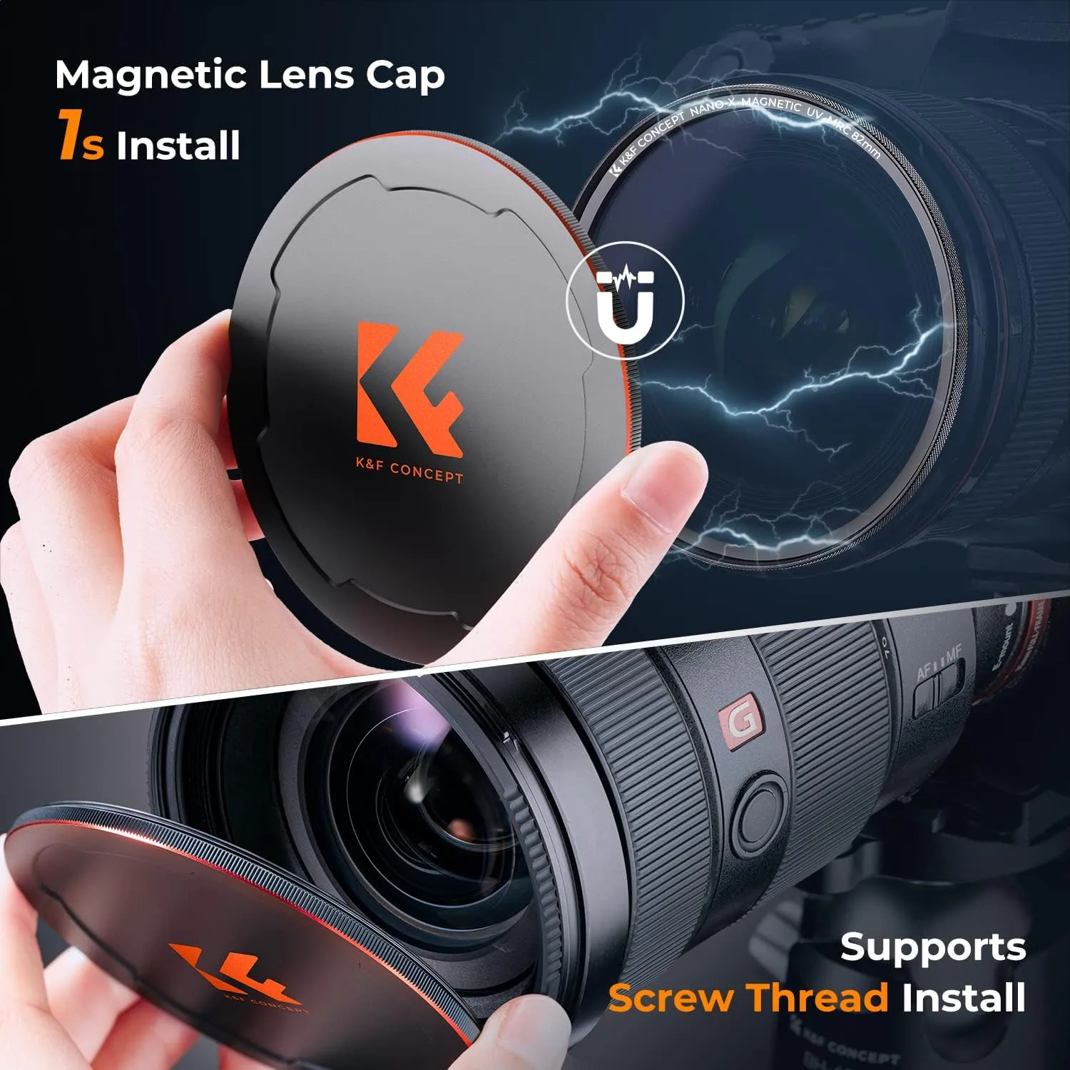 K&F Concept 82mm Magnetic MC UV Lens Protection Filter   Lens Filter Cap with 28 Multi-Layer Coatings Waterproof/Scratch Resistant Ultra-Slim UV Filter for Camera Lens (Nano-X Series)