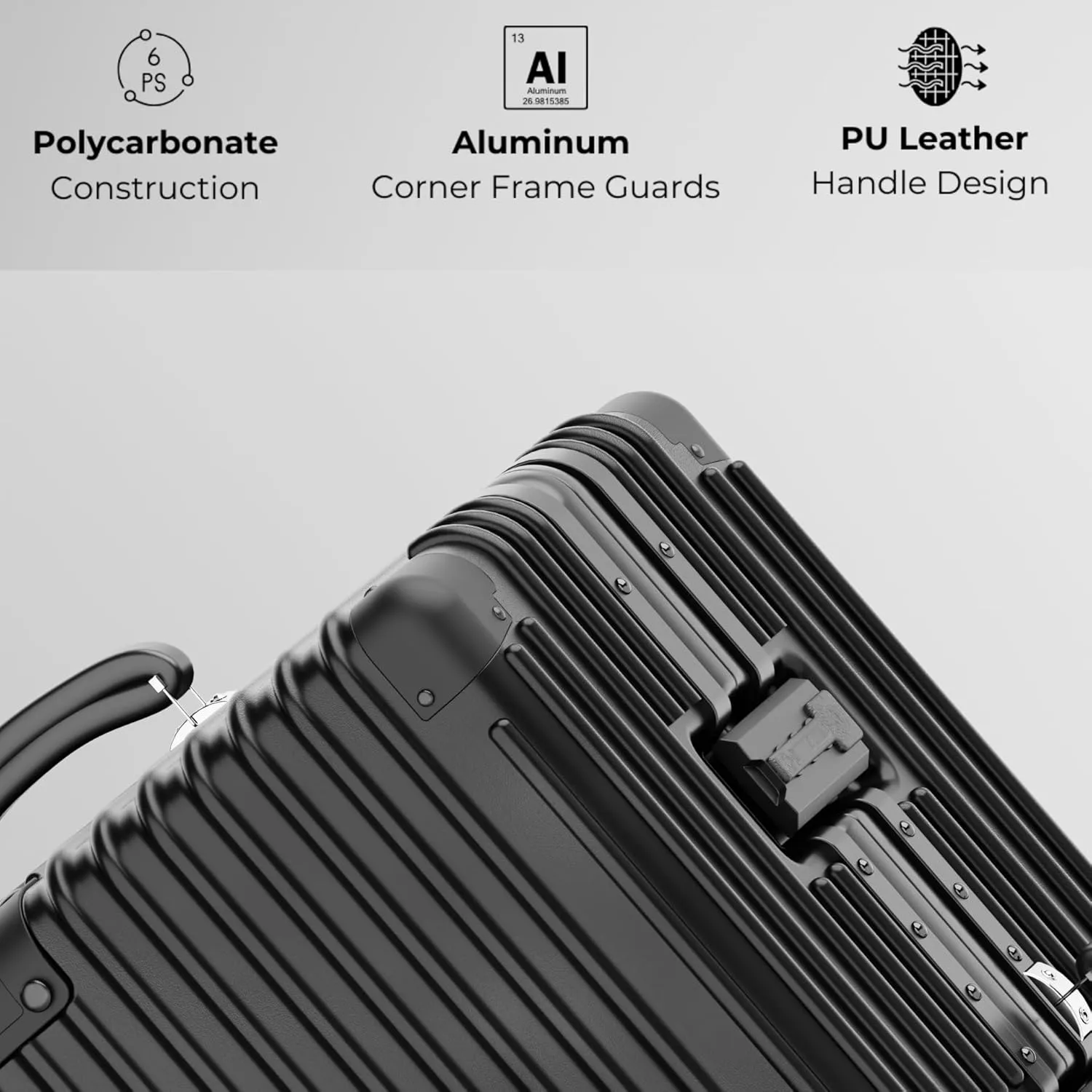 KARGO 29 Inch Check-In Luggage - Polycarbonate Hard Shell Suitcase with Aluminum Corners, Smooth-Rolling Wheels, Leather Handle, Aluminum Frame Luggage, Zipperless TSA Lock (Black, 29 Inch Check-In)