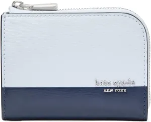kate spade new york Devin Colorblocked Saffiano Leather Zip Card case, Pale Sapphirine Multi