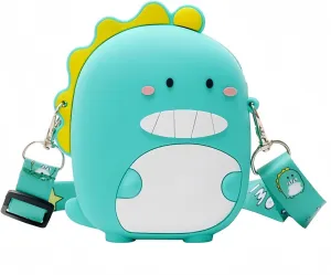 Kawaii Dinosaur Crossbody Bag with Adjustable Shoulder Strap, Cute Mini Anime Stuff Bags Coin Wallet Purse Shoulder Bag with Zipper Coin Pouch Money Bags for Women Birthday Gifts (Green-Dinosaur)
