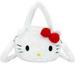 Kawaii Soft Plush Kitty Head Handbags, Cute Cartoon Tote bag Purse Fashion Messenger Bag for Women Girls