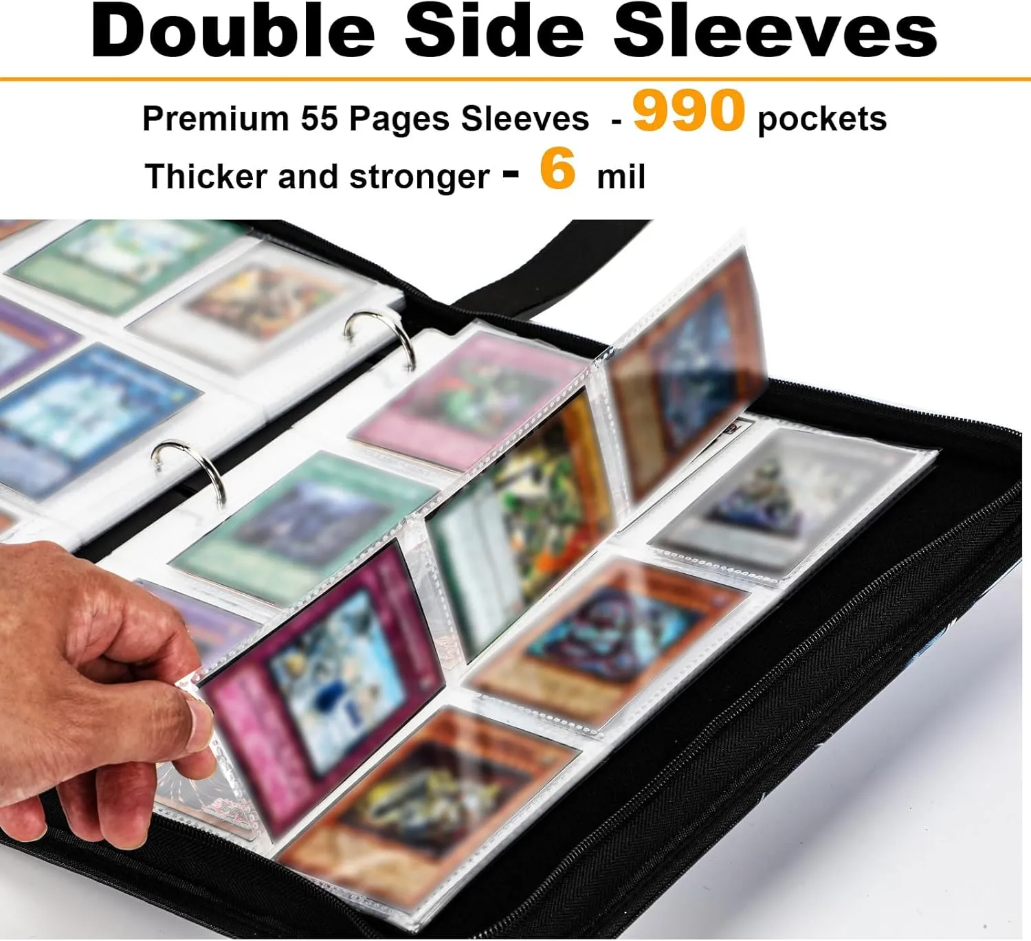 KaylyPro Trading Card Binder for Y-G-O Card 990 pockets Capacity, 9 Pocket Card Holder Compatible with TCG Cards and Other Standard Size Cards.