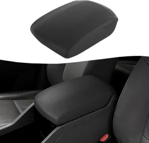 KBH Car Center Console Lid Cover Replacement for Honda Pilot 2009-2015, Vinyl Leather, Armrest Replace Covering, Anti-Scratch, Black (Leather Part Only)