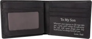 Kenon Personalized Leather Wallet Gift For Son, Engraved RFID Blocking Bifold Stylish Wallet For Son From Dad Birthday Valentines Father's Day Christmas Gifts (Black-Son From Dad)