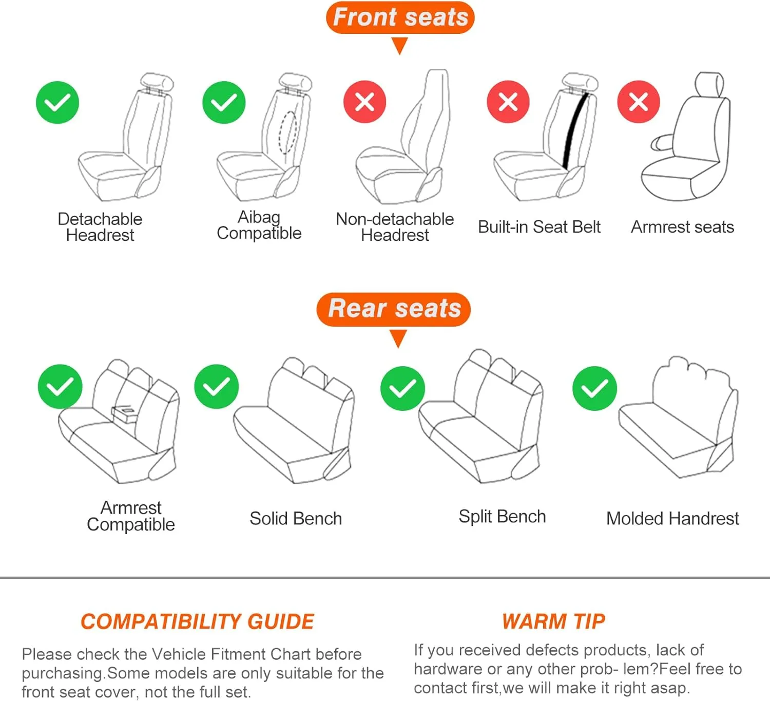 KEYOOG 2-Seater Car Seat Covers Full Set Waterproof and Breathable Nappa Leather, Fit for Front Seats of Cars, Compatible with Airbags, Car Seat Protector Covers for Most Cars - Light Gray