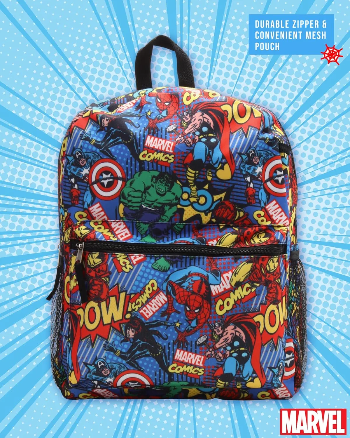 Kids Backpack - 16" School Bookbag - Disney Minnie, Mickey Mouse, Marvel Avengers: Kindergarten, Elementary, Size One Size, Avengers Blue