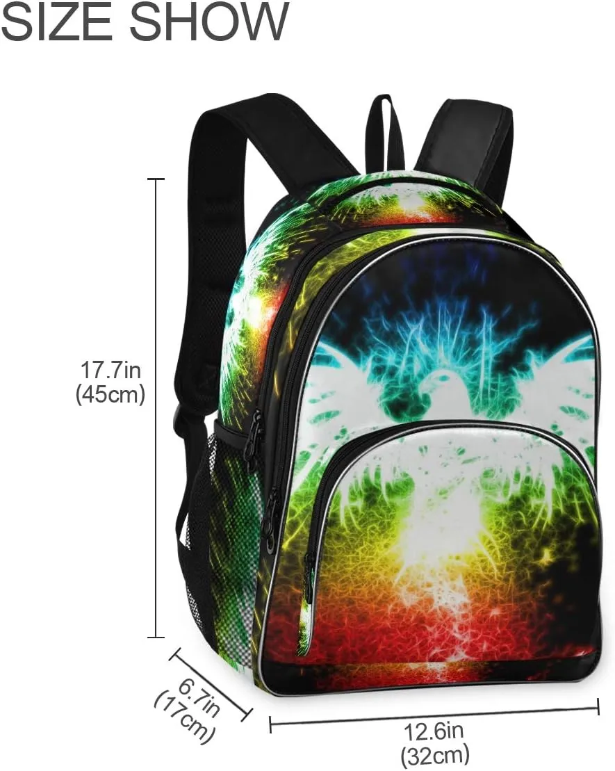 Kids Backpack Fireworks Phoenix Three Layer Arc Bookbag for Boys Girls Elementary School Casual Travel Bag Laptop Daypack