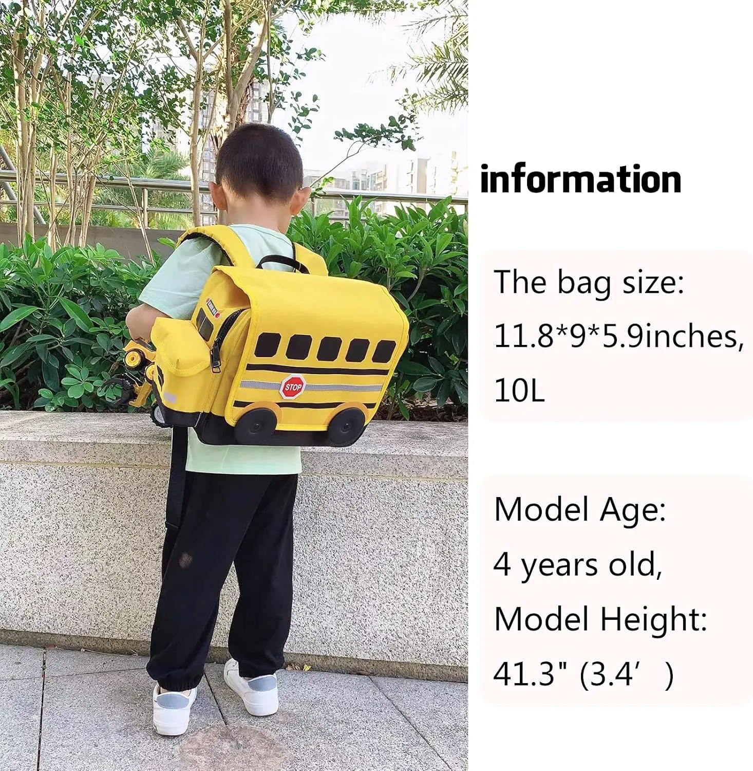 Kids Backpack for Boys Girls Preschool Bookbags 3D Cartoon Daycare Toddler Bags Medium Yellow