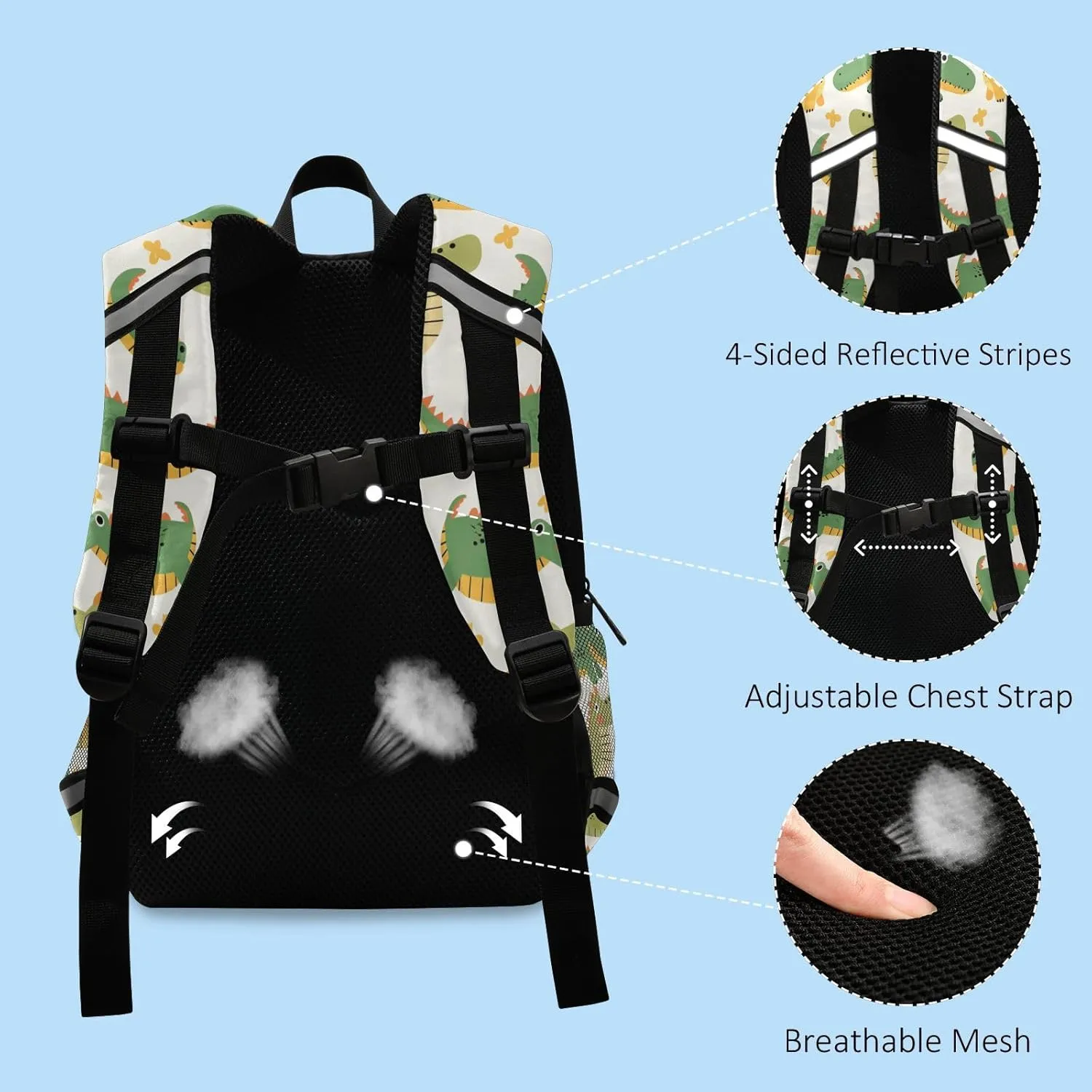 Kids Backpack for Preschool Mini Water Resistant Bookbag Travel Outdoor Daypack, Cute Cartoon Crocodile Alligator