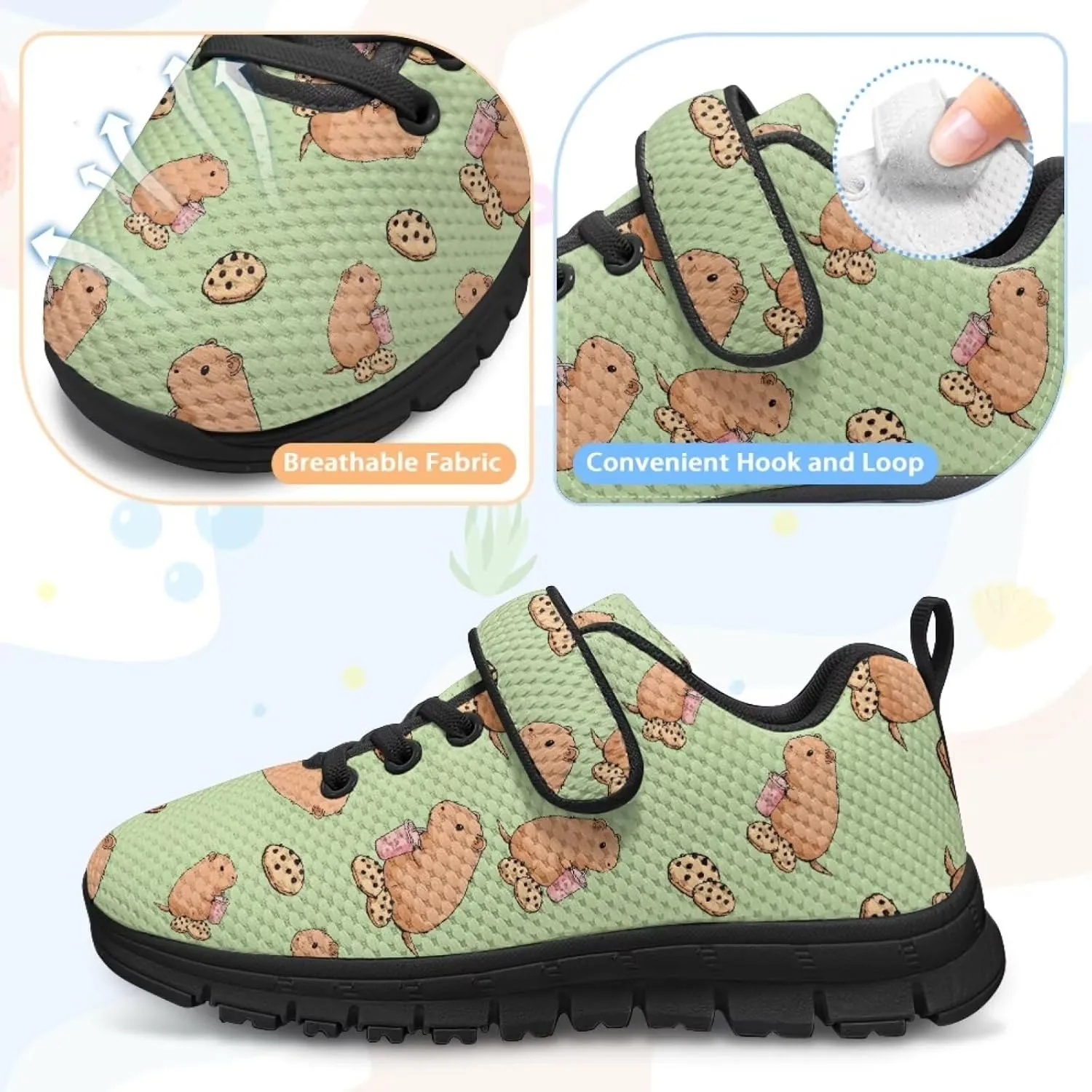 Kids Cute Sneakers for Girls School Single Buckle Sports Shoes Breathable Lightweight Walking Running Shoes