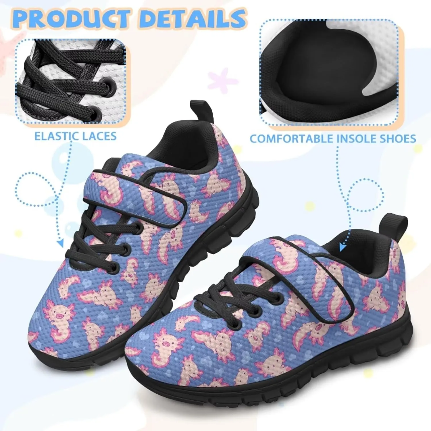 Kids Cute Sneakers for Girls School Single Buckle Sports Shoes Breathable Lightweight Walking Running Shoes