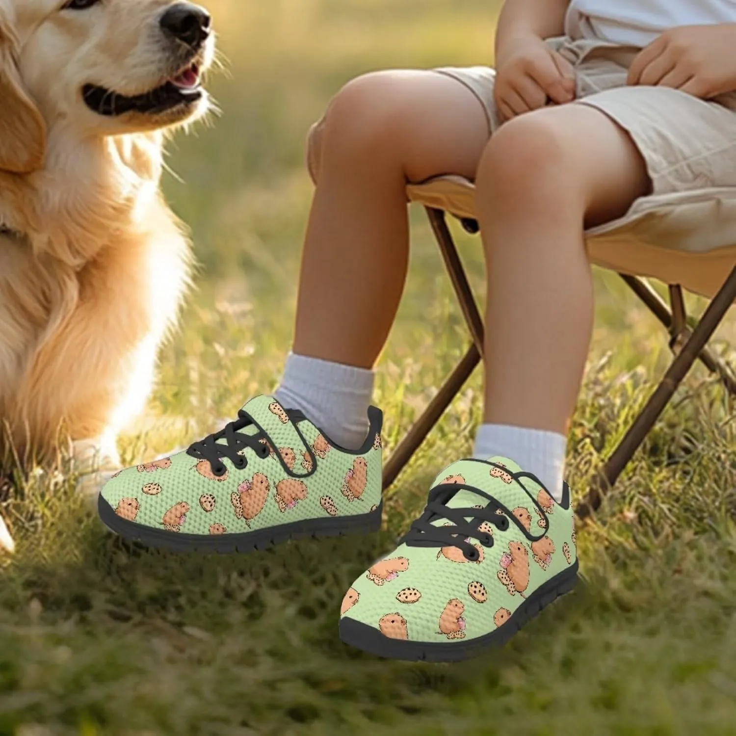 Kids Cute Sneakers for Girls School Single Buckle Sports Shoes Breathable Lightweight Walking Running Shoes