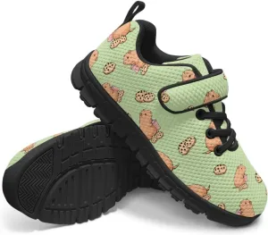 Kids Cute Sneakers for Girls School Single Buckle Sports Shoes Breathable Lightweight Walking Running Shoes