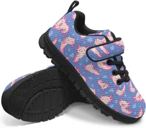 Kids Cute Sneakers for Girls School Single Buckle Sports Shoes Breathable Lightweight Walking Running Shoes