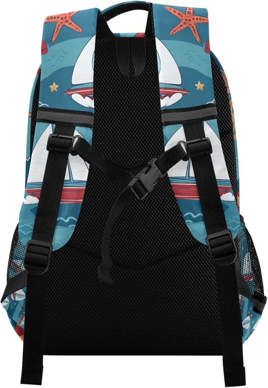 Kids School Backpack Anchors Sailboat Starfish Cartoon Student Book Bag Outdoor Travel Daypack for Girls Boys School Supplies