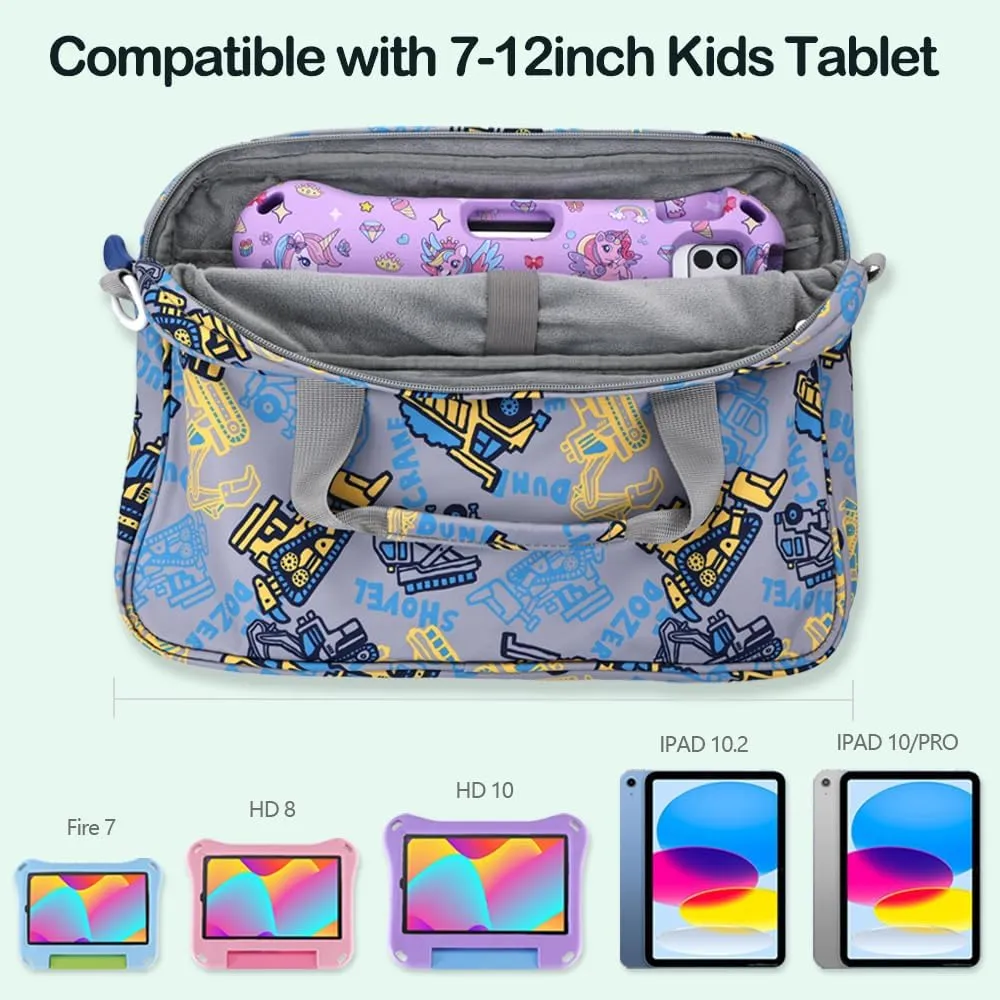 Kids Tablet Bag for Boy Girl Dinosaur Tablet Sleeve Carrying Case with Handle Shoulder Strap 13 inch Tablet Travel Bag