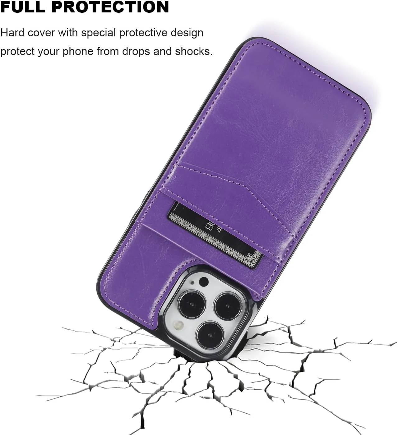 KIHUWEY Compatible with iPhone 13 Pro Max Case Wallet with Credit Card Holder, Premium Leather Magnetic Clasp Kickstand Heavy Duty Protective Cover for iPhone 13 Pro Max 6.7 Inch(Dark Purple)