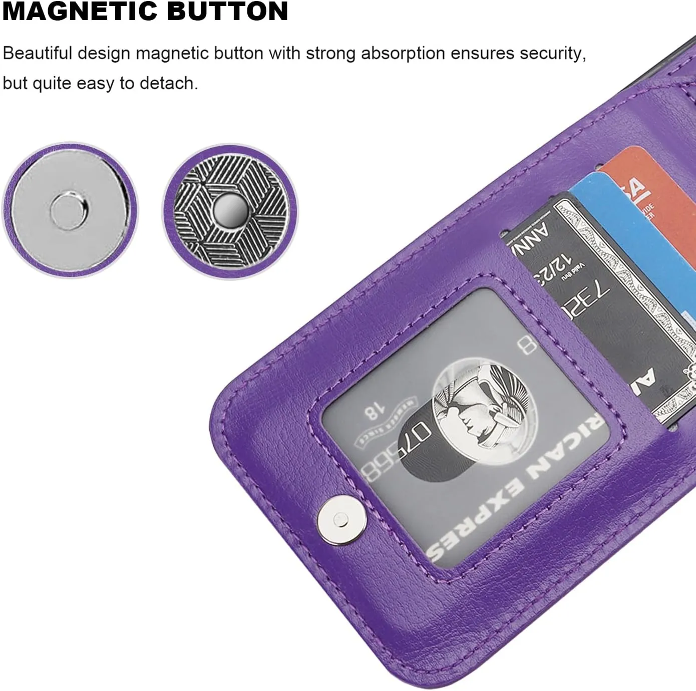 KIHUWEY Compatible with iPhone 13 Pro Max Case Wallet with Credit Card Holder, Premium Leather Magnetic Clasp Kickstand Heavy Duty Protective Cover for iPhone 13 Pro Max 6.7 Inch(Dark Purple)
