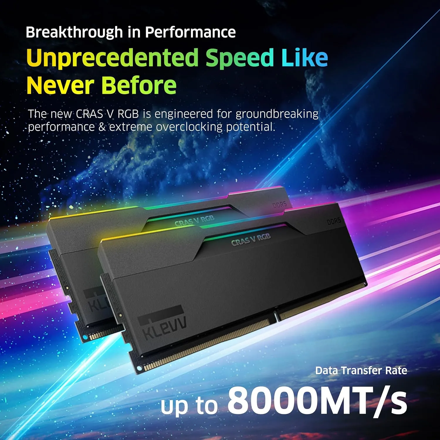 KLEVV CRAS V RGB DDR5 32GB (2x16GB) 6400MHz CL32 A-DIE 1.35V Gaming Desktop Ram Memory SK Hynix Chip XMP 3.0 / AMD Expo Ready - Black (KD5AGUA80-64A320G)
